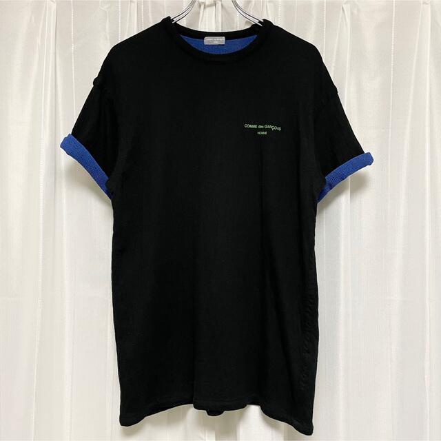 希少 "AD1999"コムデギャルソンオム リバーシブルシワ加工Tシャツ 黒 青