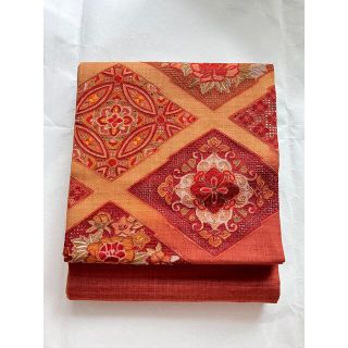 スワトウ刺繍 紬地 太鼓柄 長尺 袋帯 正絹 (帯)