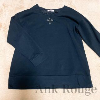 アンクルージュ(Ank Rouge)のAnk Rouge レース　クロスくり抜き　トレーナー　Tシャツ　ブラック(トレーナー/スウェット)