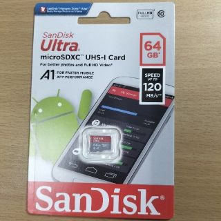 サンディスク(SanDisk)のSanDisk マイクロSDカード 64GB  最大転送速度120mb/s 新品(その他)