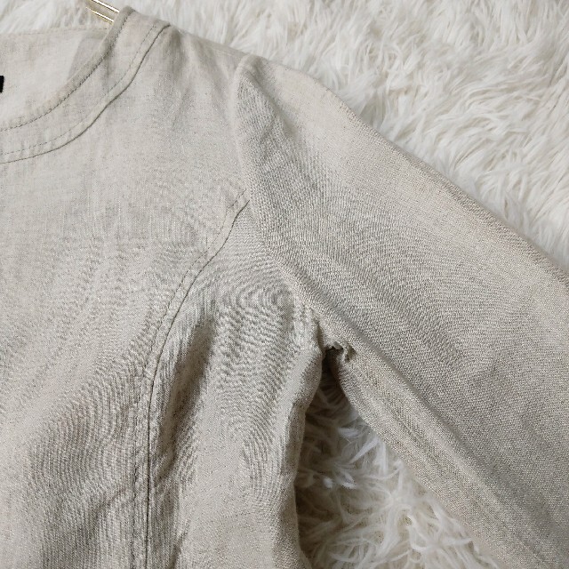 UNITED ARROWS green label relaxing(ユナイテッドアローズグリーンレーベルリラクシング)のグリーンレーベルリラクシング ペプラムブラウス ノーカラー リネン Mサイズ レディースのトップス(シャツ/ブラウス(長袖/七分))の商品写真