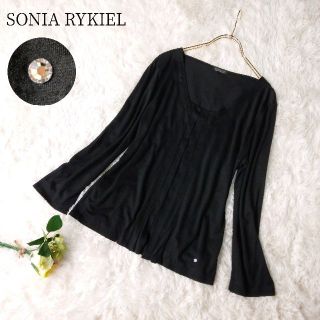 ソニアリキエル(SONIA RYKIEL)のソニアリキエル カットソーブラウス 黒 サイズ40 M L ラインストーン(カットソー(長袖/七分))