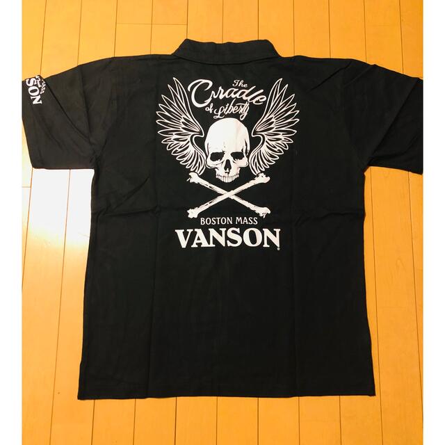 VANSON/バンソン ポロシャツ 黒 両面両腕プリント XLサイズ 未使用