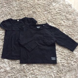 ニシマツヤ(西松屋)の子供服 ブラックカットソー 2枚セット 90センチ(Tシャツ/カットソー)