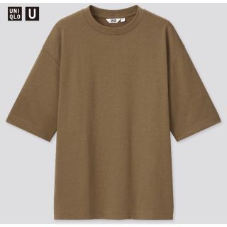 ユニクロ(UNIQLO)のUNIQLO U エアリズムコットンオーバーサイズTシャツ ダークブラウン L(Tシャツ/カットソー(半袖/袖なし))