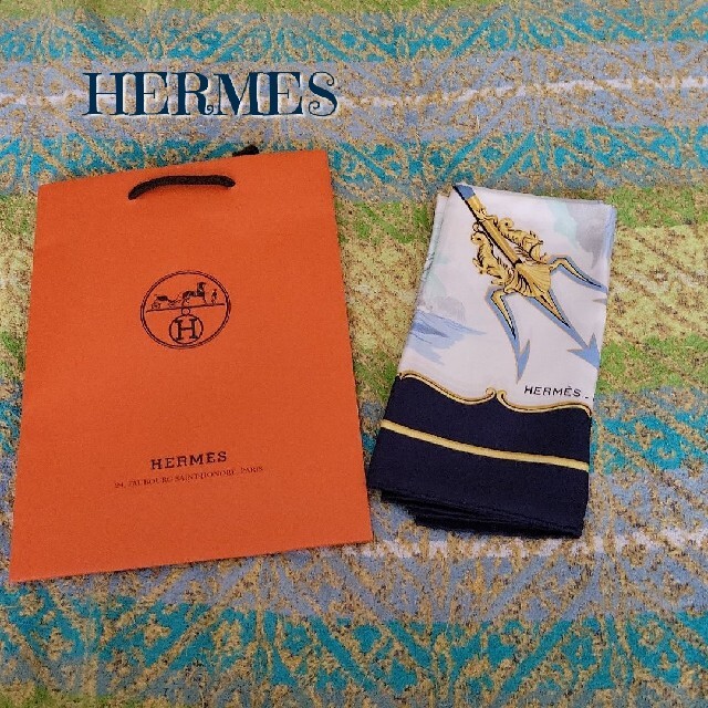 レア　稀少　HERMES　エルメス　スカーフ　カレ90　帆船