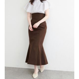 ナチュラルクチュール(natural couture)の新品タグ付きハイウエストマーメイドスカート Mブラウン(ロングスカート)