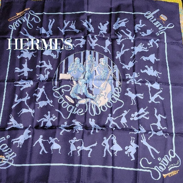 レア　稀少　HERMES　エルメス　スカーフ　カレ90　ブギウギレディース