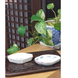 染付豆皿　２点(陶芸)