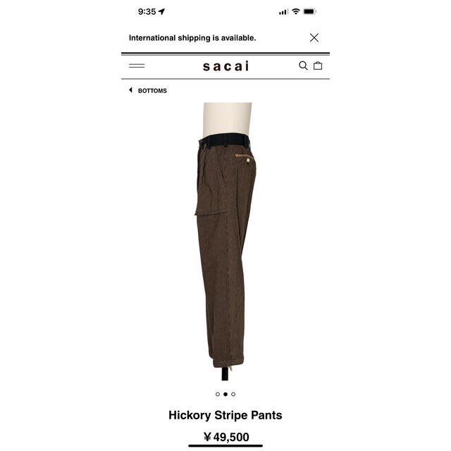 ブランド sacai - sacai Hickory stripe pants. 未使用品の通販 by 雪