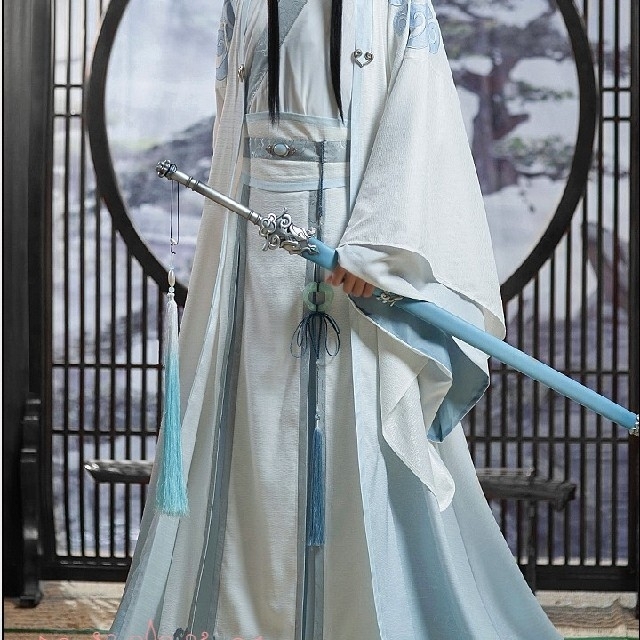 T⑫4 公式 魔道祖師 藍忘機 成人 コスプレ 武器 剣 ウィッグ 靴