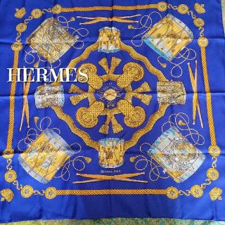 エルメス(Hermes)のレア　稀少　HERMES　エルメス　スカーフ　カレ90　タンブールの太鼓(バンダナ/スカーフ)