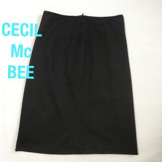 セシルマクビー(CECIL McBEE)のCECIL Mc BEE  スカート　ブラック(ひざ丈スカート)