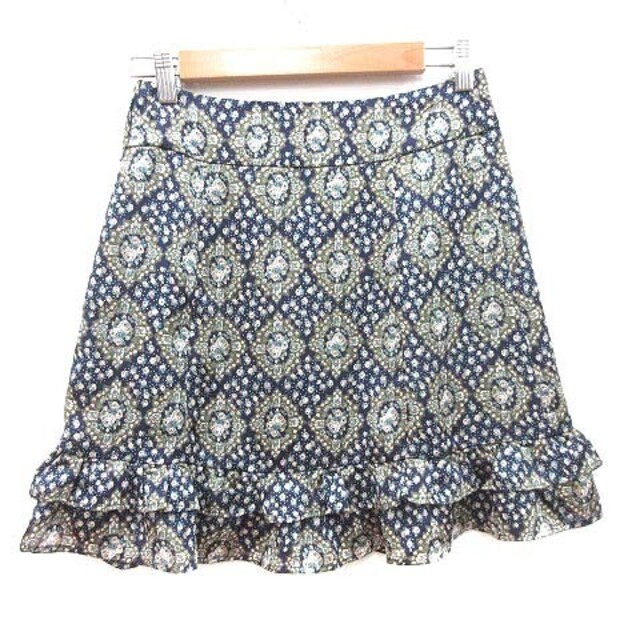 Joias(ジョイアス)のジョイアス Joias フレアスカート ミニ フリル 花柄 0 紺 ネイビー レディースのスカート(ミニスカート)の商品写真