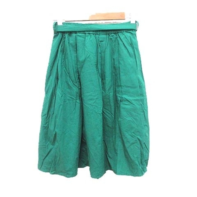 Techichi(テチチ)のテチチ フレアスカート ひざ丈 タック ウエストマーク M 緑 グリーン レディースのスカート(ひざ丈スカート)の商品写真