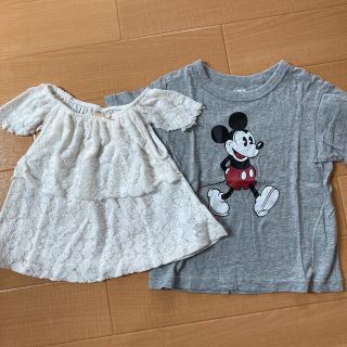 ザラキッズ(ZARA KIDS)のザラキッズ　ユニクロ　Tシャツ　カットソー　2枚＊レース　ディズニー　ミッキー　(Tシャツ/カットソー)