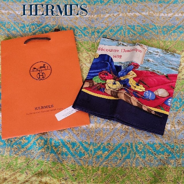 タグ付き 未使用 稀少 HERMES エルメス スカーフ カレ90 コロンブス タグ付き 未使用 稀少 HERMES エルメス スカーフ カレ90 コロンブス