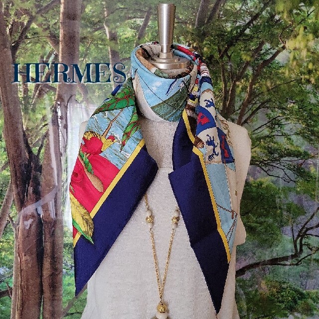 タグ付き 未使用 稀少 HERMES エルメス スカーフ カレ90 コロンブス タグ付き 未使用 稀少 HERMES エルメス スカーフ カレ90 コロンブス