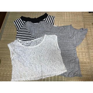 ジーユー(GU)のストライプ　オフショルダー　Tシャツ　透けシャツ　3点まとめ売り　(Tシャツ(半袖/袖なし))