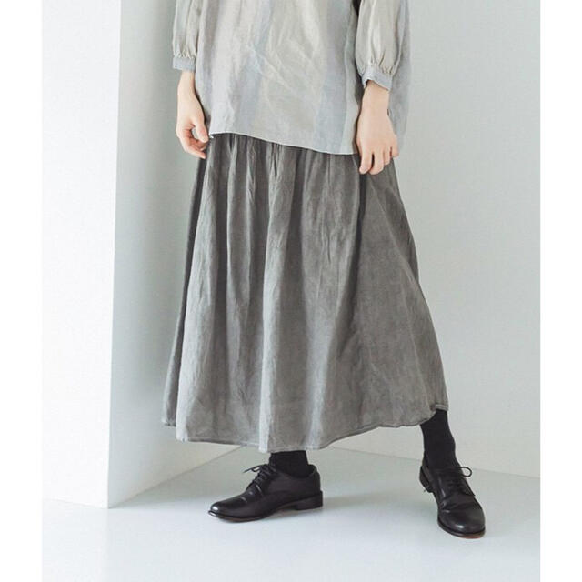 KHADI COTTON ハンドダイピンタックスカート