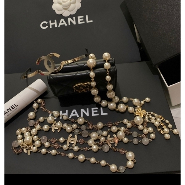 新品CHANEL2重パールピンク華やかゴールド4コ入り煌びやかなネックレス