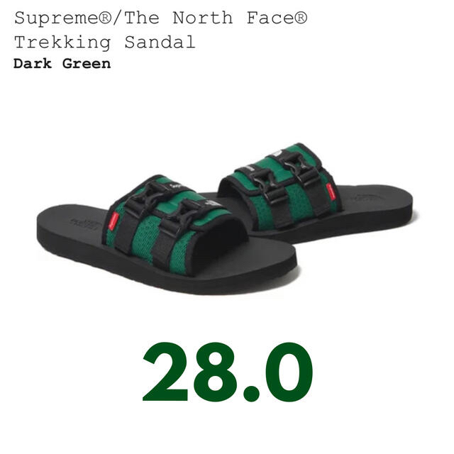 Supreme(シュプリーム)の送込28!! Supreme×Northfaceサンダル緑 メンズの靴/シューズ(サンダル)の商品写真