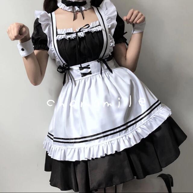 L メイド服  ロリータ ゴスロリ コスプレ コスチューム 6点セット エンタメ/ホビーのコスプレ(衣装一式)の商品写真