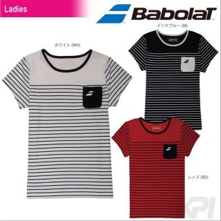 バボラ(Babolat)のバボラ テニス ウェア Tシャツ L レッド ボーダー シャツ 半袖(ウェア)