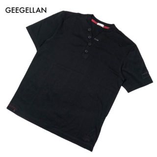 ジーゲラン(GEEGELLAN)の美品ジーゲラン 半袖ヘンリーネックTシャツ 黒 46 M 春夏 綿100 ボタン(Tシャツ/カットソー(半袖/袖なし))