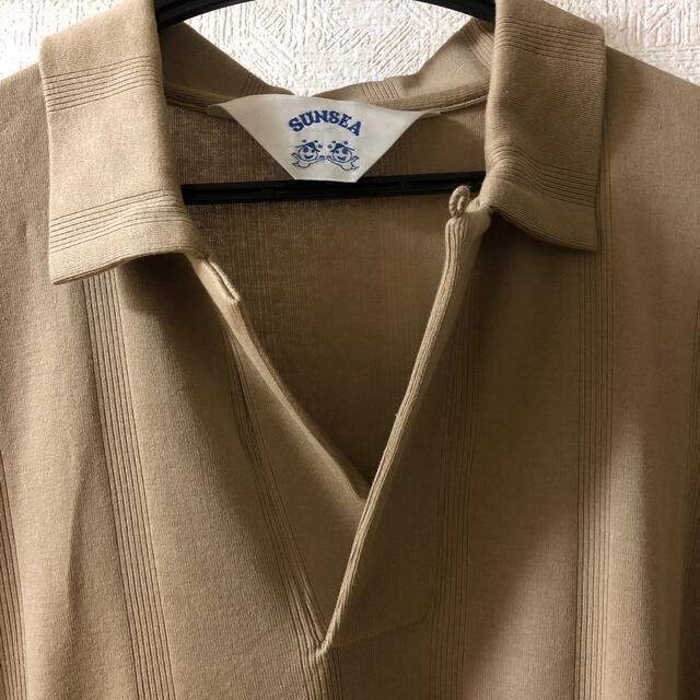 SUNSEA ベージュ　綿×シルク半袖シャツ