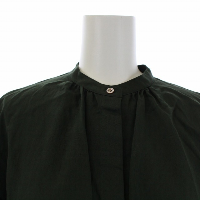 Spick & Span(スピックアンドスパン)のスピック&スパン バルーンスリーブブラウス シャツ 半袖 バンドカラー F 緑 レディースのトップス(シャツ/ブラウス(半袖/袖なし))の商品写真