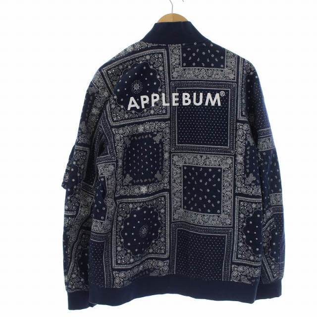 APPLEBUM(アップルバム)のアップルバム ブルゾン ジャケット ジップアップ パウダー加工 ロゴ L 青 メンズのジャケット/アウター(ブルゾン)の商品写真