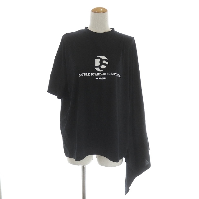 てなグッズや DOUBLE STANDARD 黒 F アシンメトリーロゴTシャツ ダブスタ ダブルスタンダードクロージング - CLOTHING カットソー(半袖+袖なし)