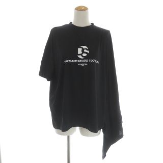 ダブルスタンダードクロージング(DOUBLE STANDARD CLOTHING)のダブルスタンダードクロージング ダブスタ アシンメトリーロゴTシャツ F 黒(カットソー(半袖/袖なし))