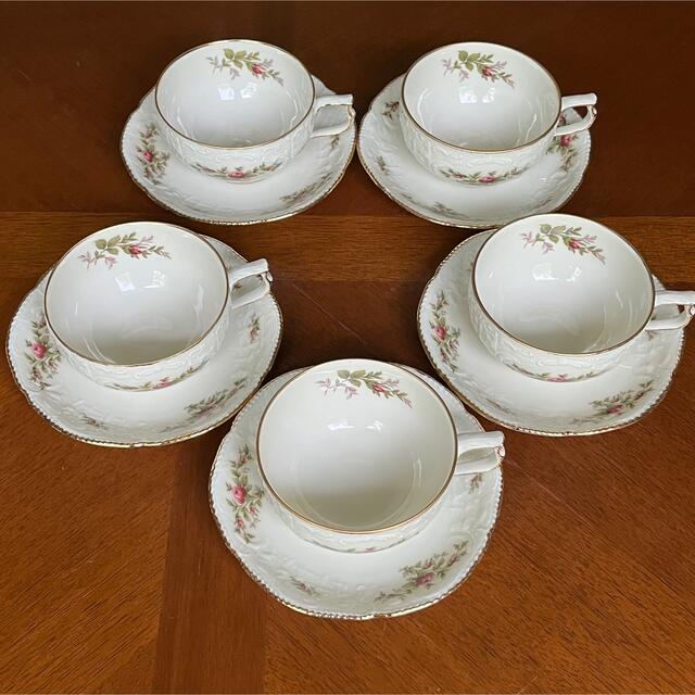 Rosenthal(ローゼンタール)の【レア美品】ローゼンタール★サンスーシモスローズ★C/S  5客 インテリア/住まい/日用品のキッチン/食器(食器)の商品写真