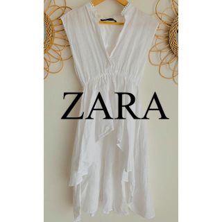 ザラ(ZARA)の美品　ZARA ザラ　ワンピース　ロングワンピース　リネン　人気　完売(ひざ丈ワンピース)