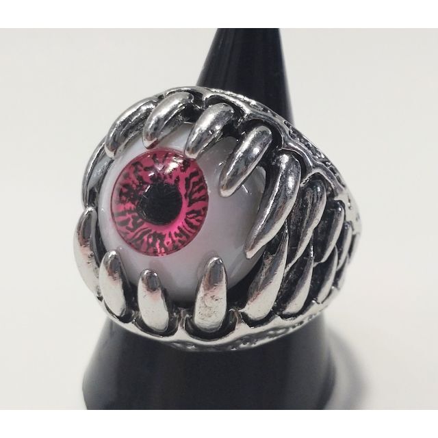 【１７号】モンスタータスクアイのリング（ピンク）　目玉　爬虫類　爪 メンズのアクセサリー(リング(指輪))の商品写真
