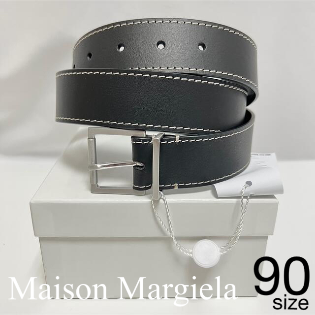 Maison Martin Margiela(マルタンマルジェラ)のメゾンマルジェラ レザー ベルト 黒 90 ブラック 無地 ビジネス 冠婚葬祭 メンズのファッション小物(ベルト)の商品写真