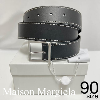 マルタンマルジェラ(Maison Martin Margiela)のメゾンマルジェラ レザー ベルト 黒 90 ブラック 無地 ビジネス 冠婚葬祭(ベルト)