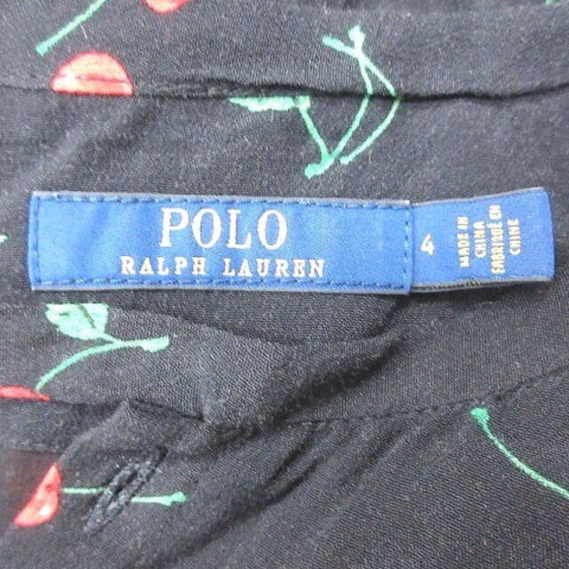 POLO RALPH LAUREN(ポロラルフローレン)のポロ ラルフローレン ワンピース ひざ丈 総柄 半袖 4 黒 ブラック 赤 緑 レディースのワンピース(ひざ丈ワンピース)の商品写真