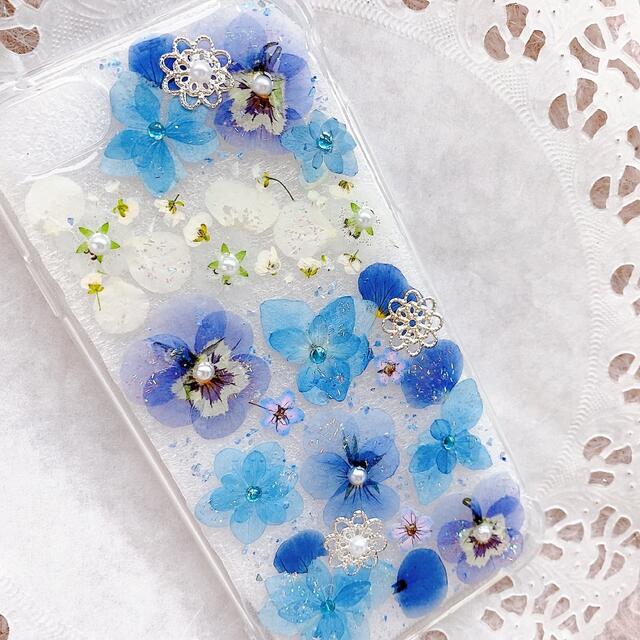 ビオラと紫陽花のスマホケース♡  スマホ/家電/カメラのスマホアクセサリー(iPhoneケース)の商品写真