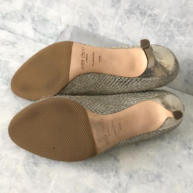 235 JIMMYCHOO ジミーチュウ オープントゥ スパンコール グリッター ...