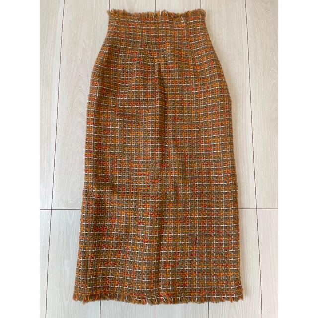Lily Brown(リリーブラウン)のフリンジツィードスカート レディースのスカート(ロングスカート)の商品写真