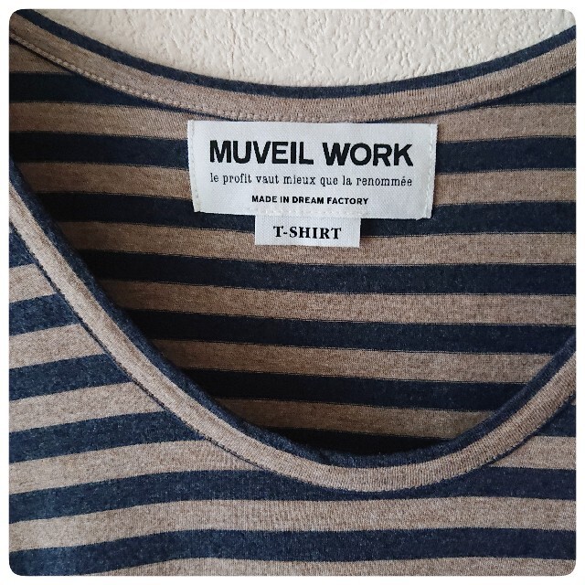 MUVEIL WORK(ミュベールワーク)のMUVEIL WORK ミュベールワーク ボーダー カットソー 38サイズ レディースのトップス(Tシャツ(半袖/袖なし))の商品写真