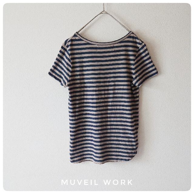 MUVEIL WORK(ミュベールワーク)のMUVEIL WORK ミュベールワーク ボーダー カットソー 38サイズ レディースのトップス(Tシャツ(半袖/袖なし))の商品写真