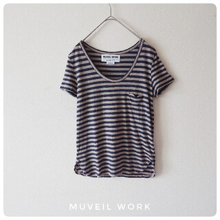 ミュベールワーク(MUVEIL WORK)のMUVEIL WORK ミュベールワーク ボーダー カットソー 38サイズ(Tシャツ(半袖/袖なし))