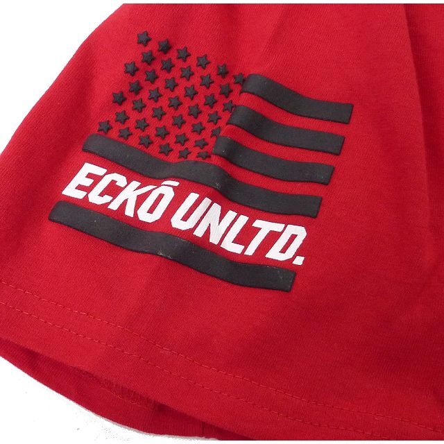 ECKŌ UNLTD（ECKO UNLTD）(エコーアンリミテッド)のEcko Unltd エコーアンリミテッド フード付き Tシャツ レッド M メンズのトップス(Tシャツ/カットソー(半袖/袖なし))の商品写真