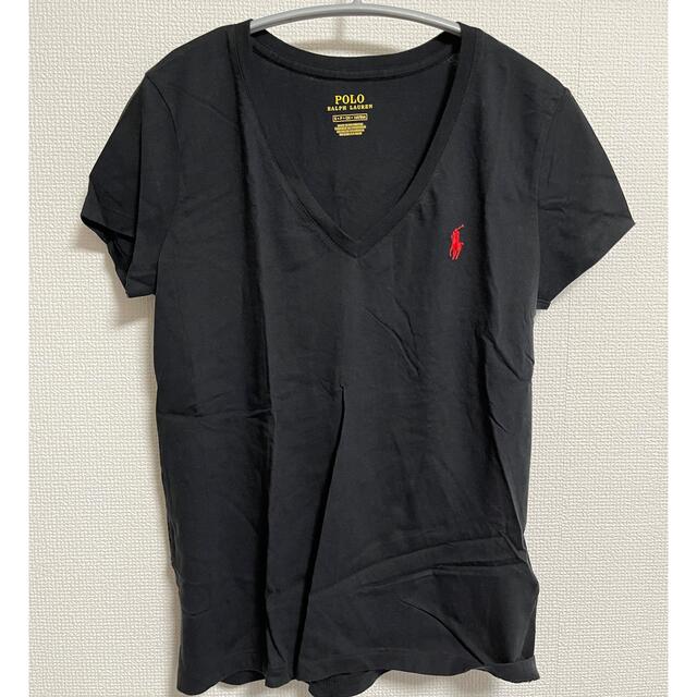 Ralph Lauren(ラルフローレン)の【5回程度着用】ラルフローレン Vネック Tシャツ ブラック 黒 Sサイズ レディースのトップス(Tシャツ(半袖/袖なし))の商品写真