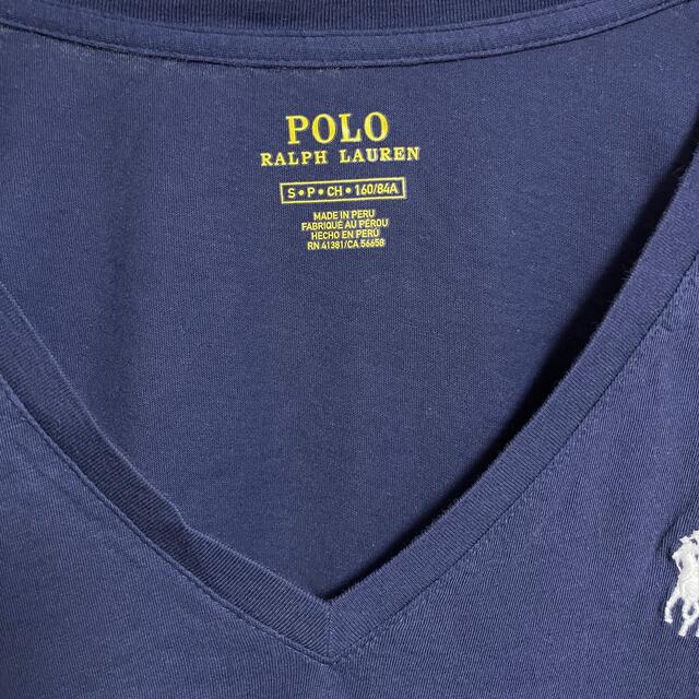 Ralph Lauren(ラルフローレン)の【5回程度着用】ラルフローレン Vネック Tシャツ ネイビー 紺 Sサイズ レディースのトップス(Tシャツ(半袖/袖なし))の商品写真