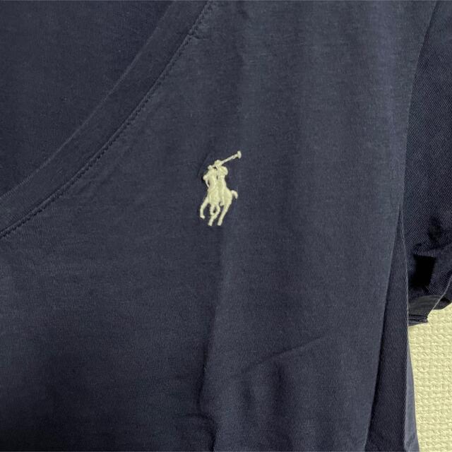 Ralph Lauren(ラルフローレン)の【5回程度着用】ラルフローレン Vネック Tシャツ ネイビー 紺 Sサイズ レディースのトップス(Tシャツ(半袖/袖なし))の商品写真